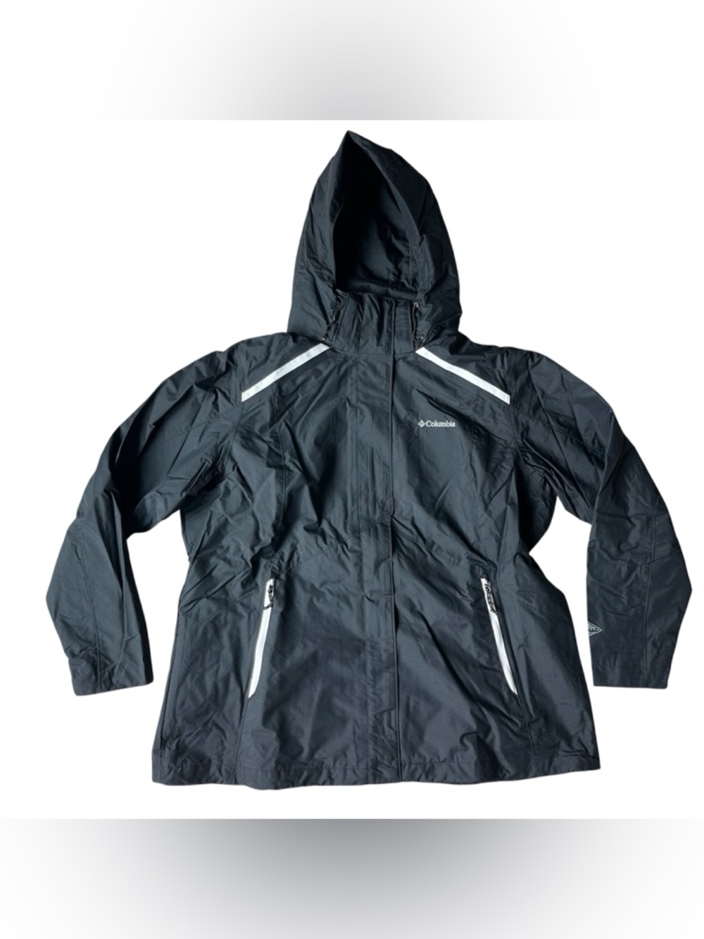 COLUMBIA BLAZING STAR INTERCHANGE JACKET HOODED BLACK WHITE WOMENS 1X